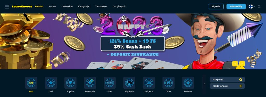 Lucky Crypto Kasino site screenshot