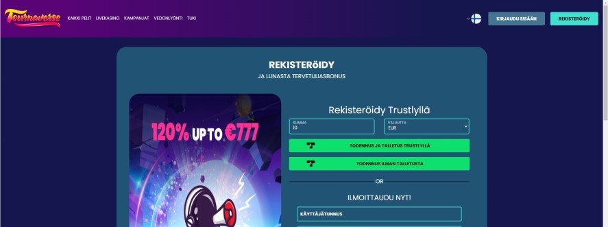 Tournaverse Casino site screenshot